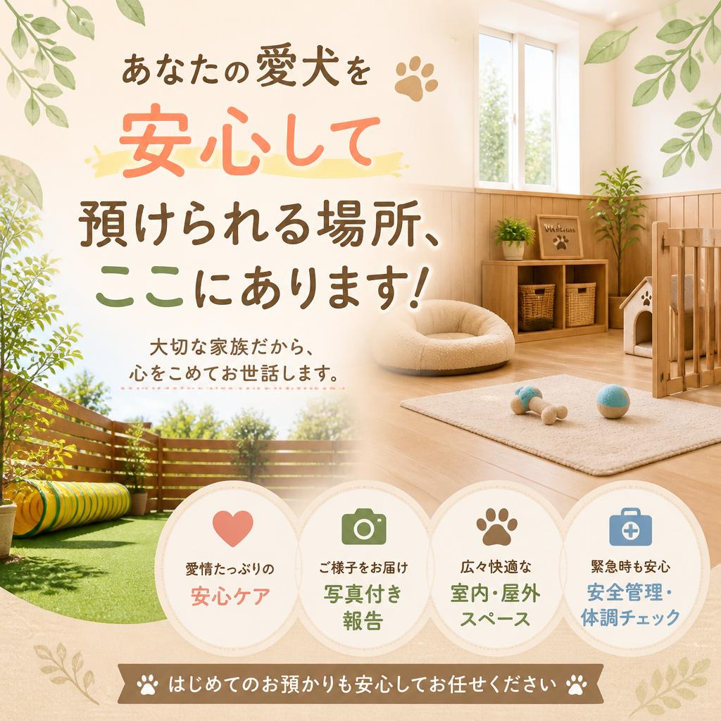 あなたの愛犬を安心して預けられる場所、ここにあります！