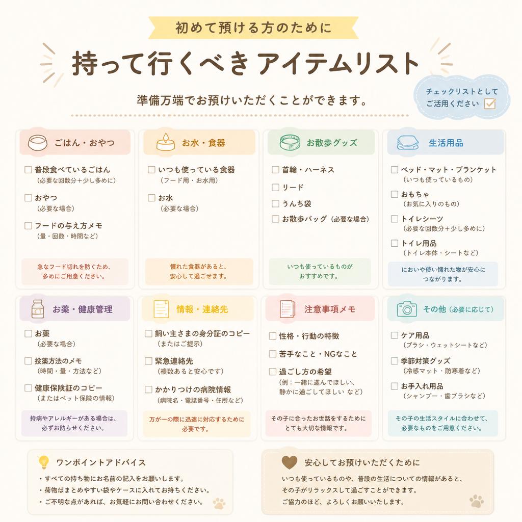 必要な持ち物リストを公開