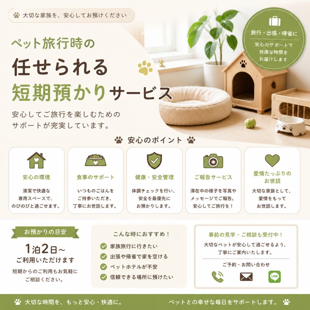 ペット旅行も安心サポート