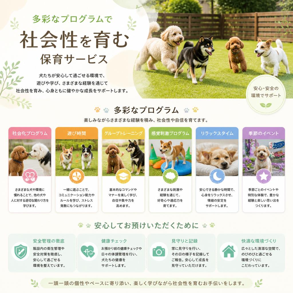 充実の犬の保育サービス