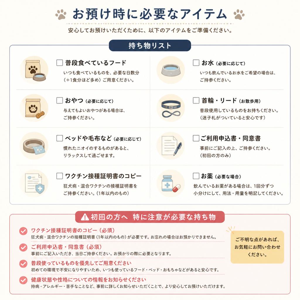 ペットのお持ち物リスト