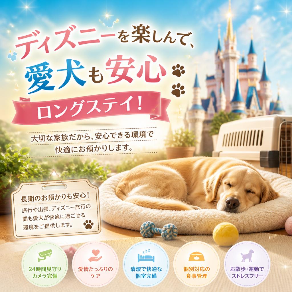 ディズニーを楽しんで、愛犬も安心ロングステイ！