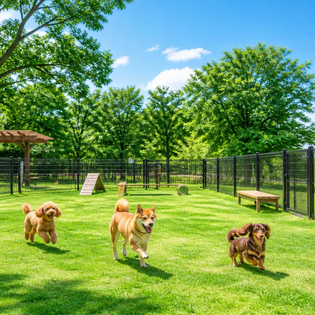 安心・安全のドッグランで愛犬も楽しめる